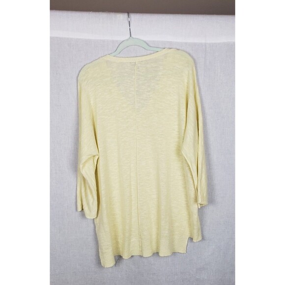 Eileen Fisher Knit Top Sweater L Organic Linen Cotton Slub Butter Yellow Casual - Picture 2 of 5